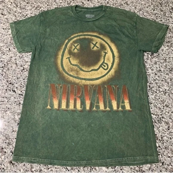 Nirvana Shirt M Smiley Face Green - Picture 3 of 8